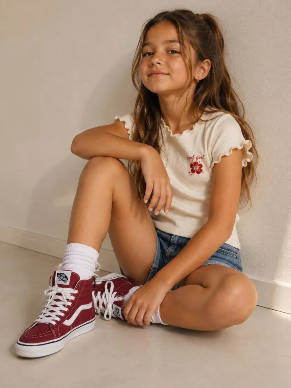 Vans Sk8-Hi Kids Red Canvas High Top Sneakers Back Heel Zipper Youth